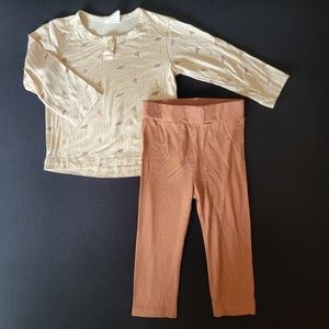 kate quinn | long sleeve button boxy tee/classic legging | honeycomb/argan